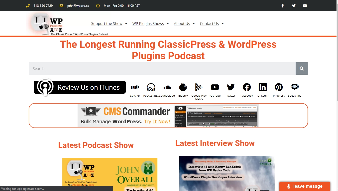 从 A 到 Z 主页的 WordPress 插件 - 运行时间最长的 ClassicPress 和 WordPress 插件 Podcast