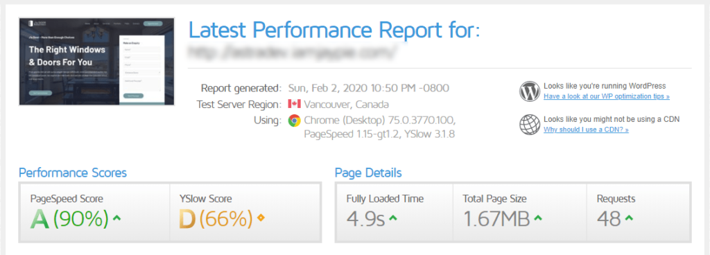 WordPress Performance Myths — What You Need To Know 4 speedtest results after caching plugin is installed