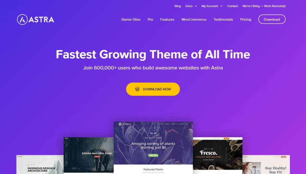 Homepage for Astra theme
