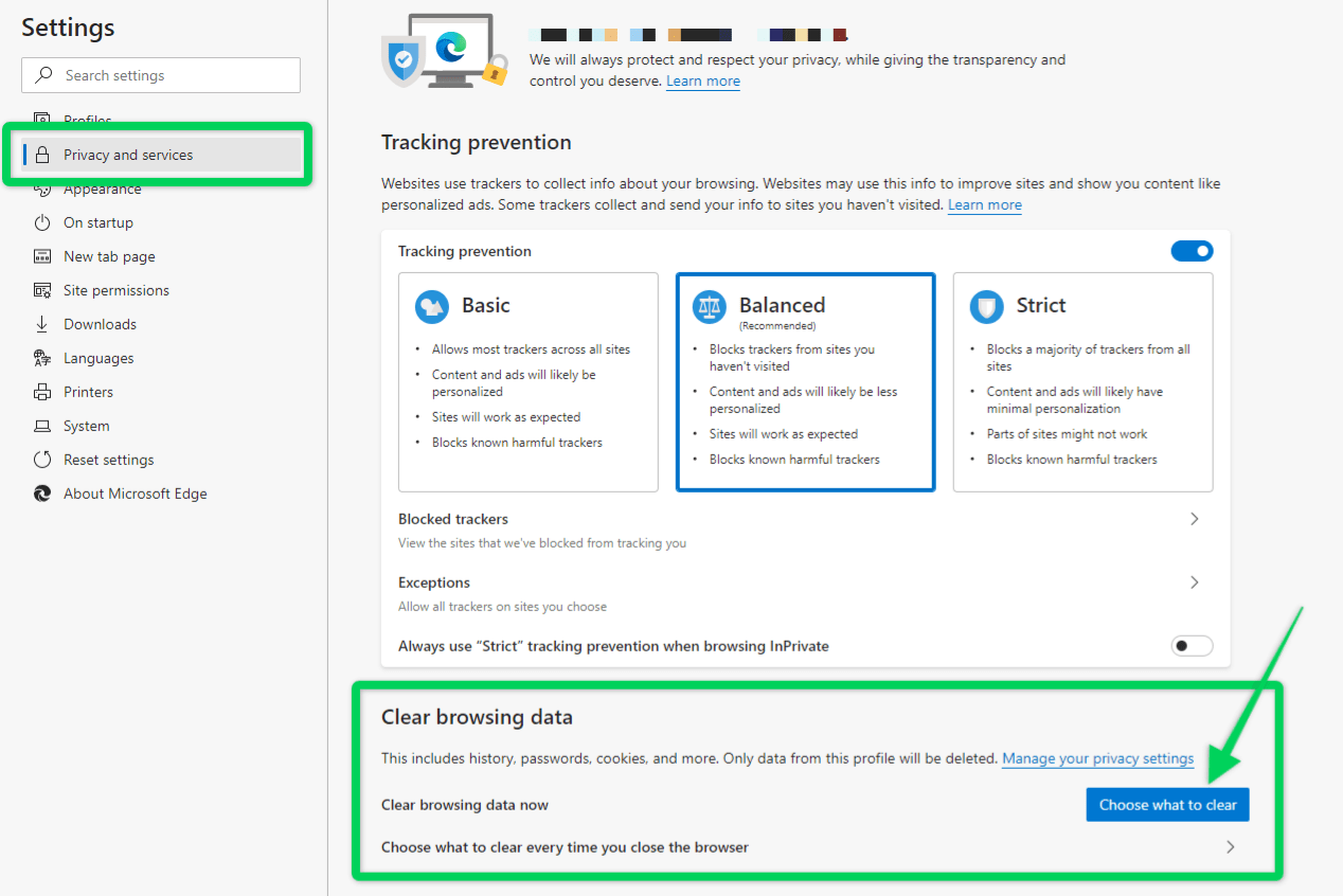 microsoft edge how to clear cache