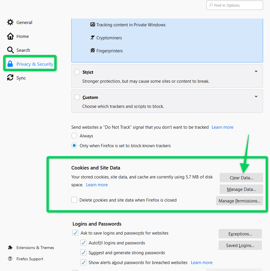 clear temporary internet cache firefox