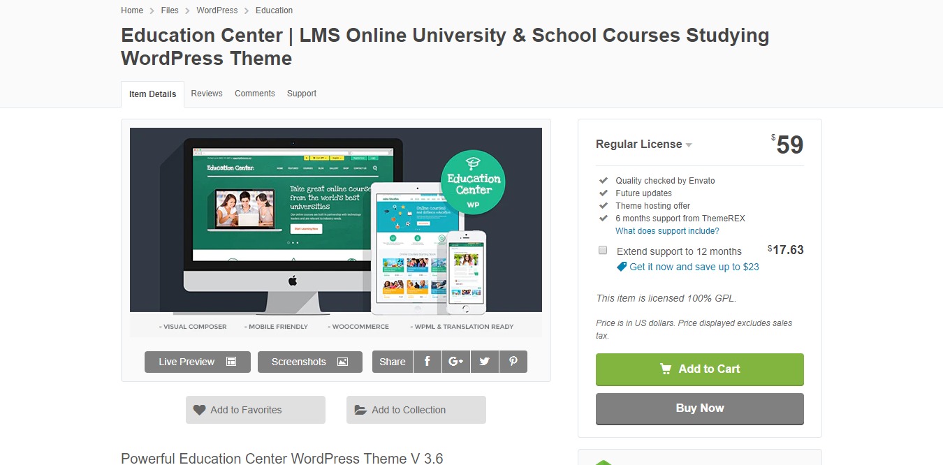 Centrul de educație LearnDash WordPress Tema homepage