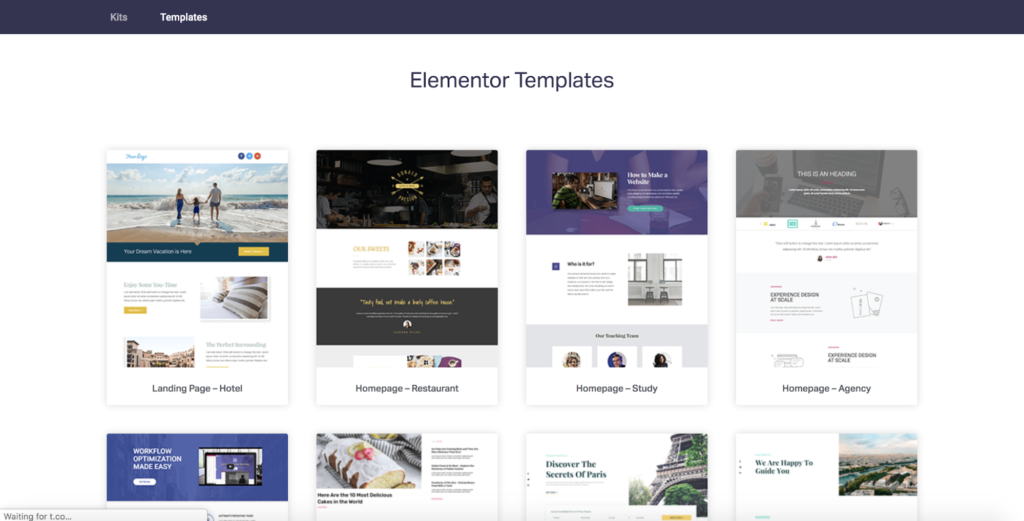 elementor starter templates