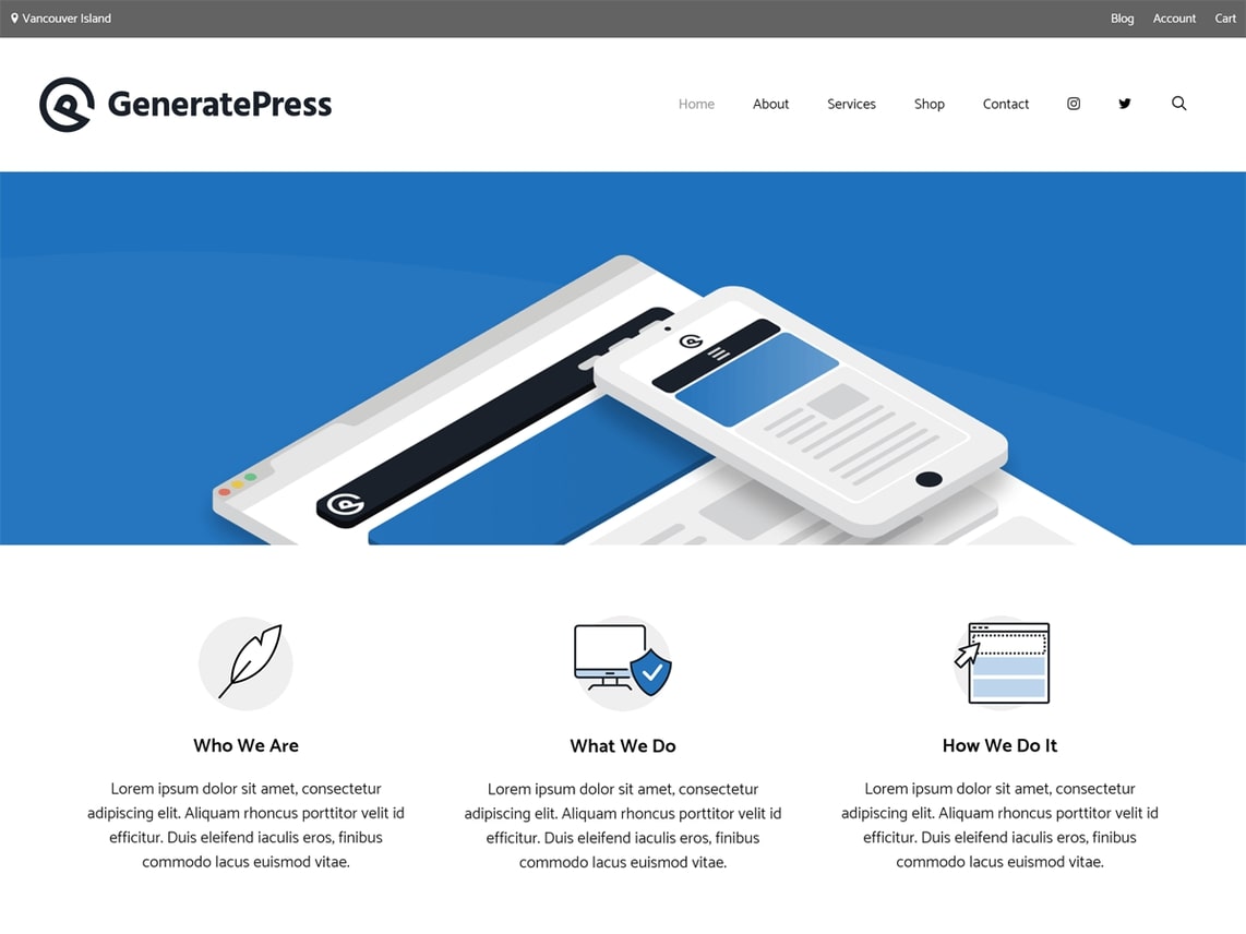 GeneratePress theme homepage