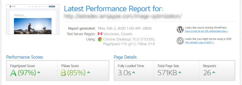 WordPress Performance Myths — What You Need To Know 8 initial speedtest before image optimization