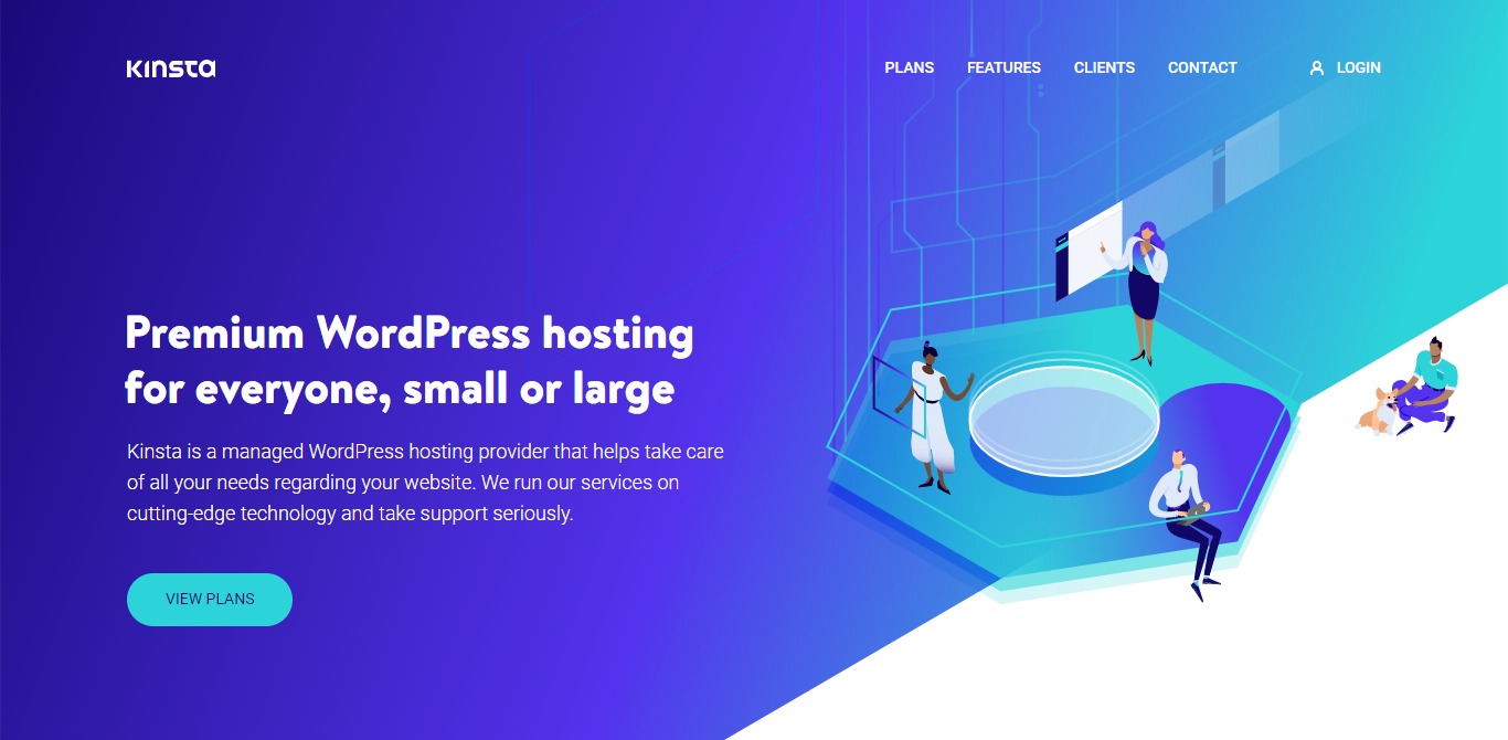 Kinsta managed hosting homepage