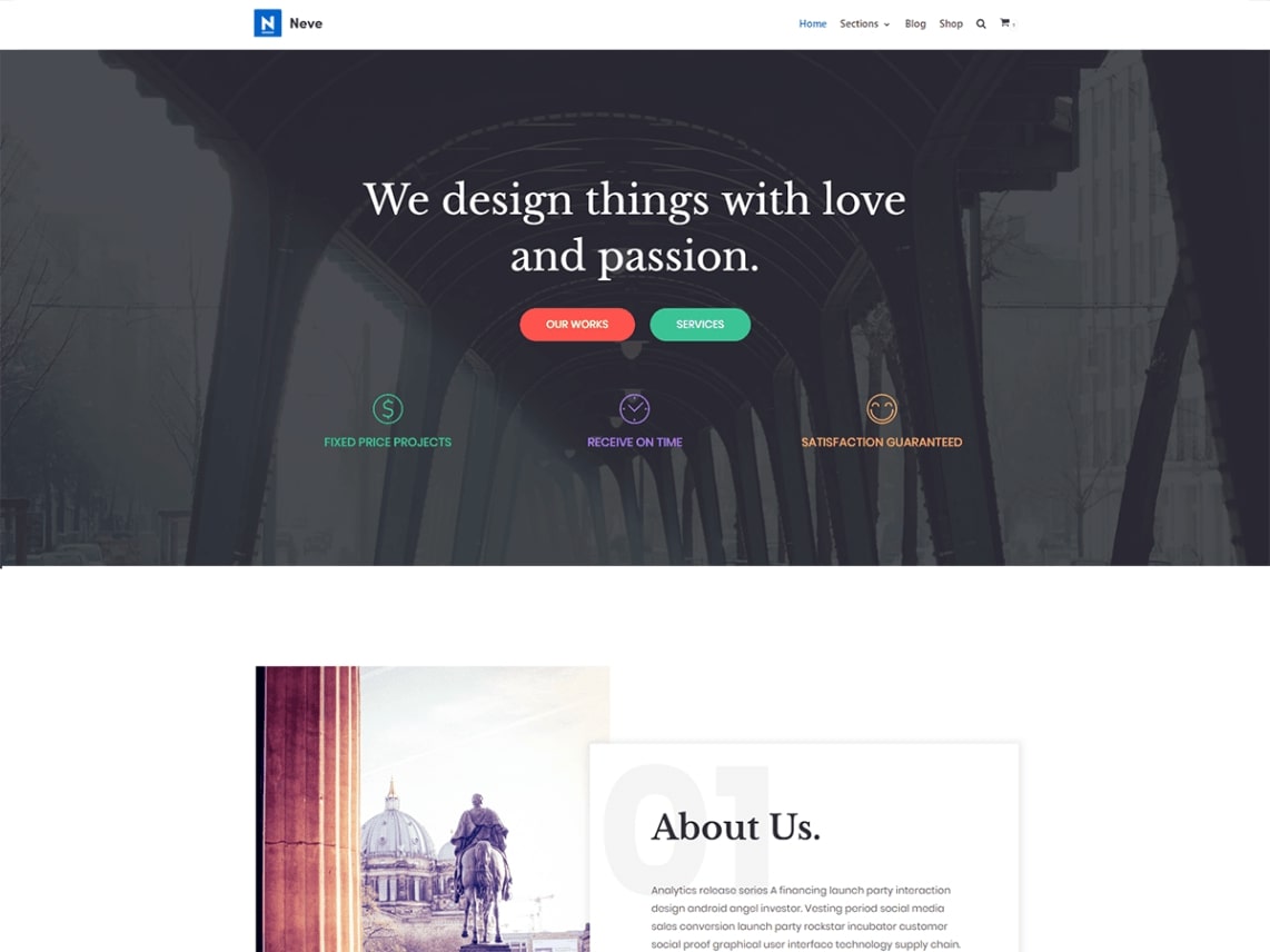 neve theme homepage