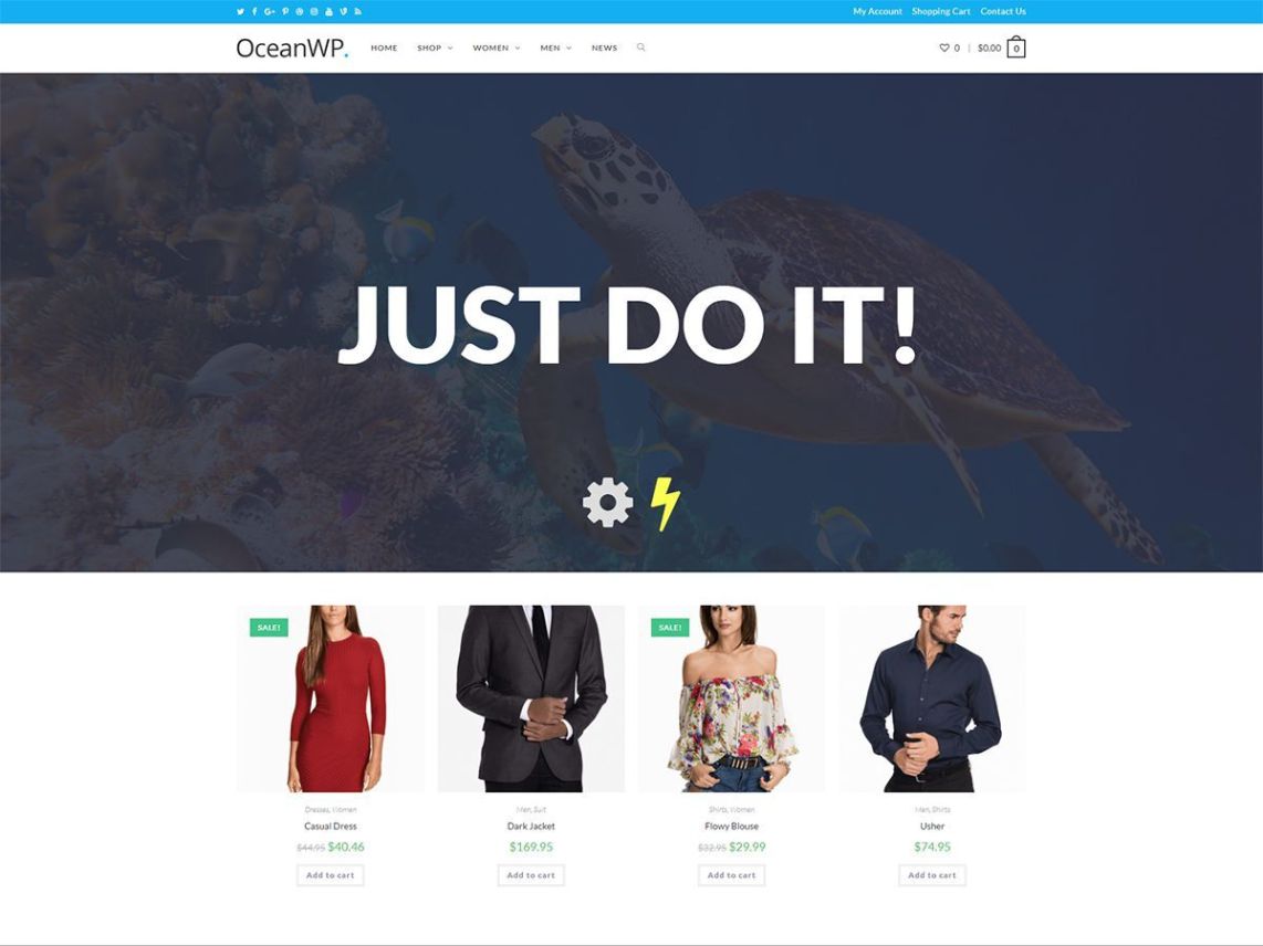 Ocean WP theme homepage