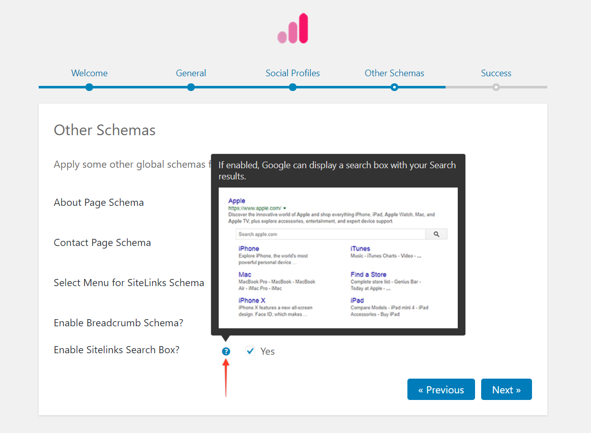 Schema Pro enable sitelink search box