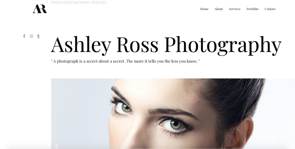 photography portfolio astra starter site