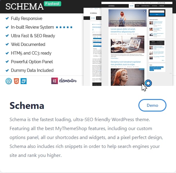Schema theme homepage