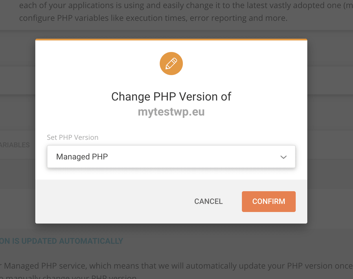 change php version menu on siteground