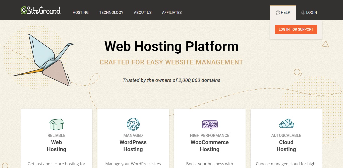 SiteGround hosting homepage