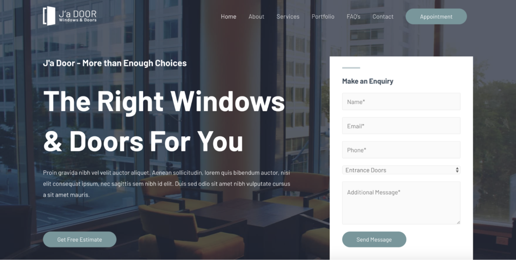 astra windows and doors services starter site