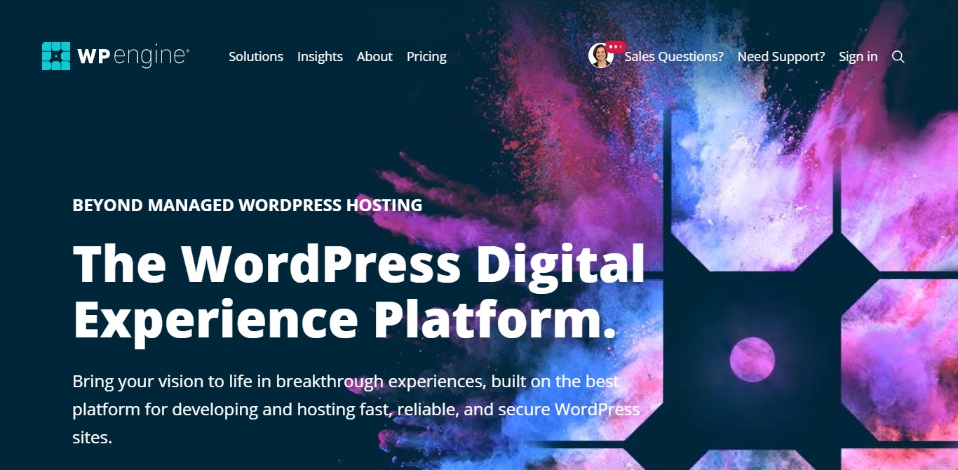 WP Engine homepage screenshot