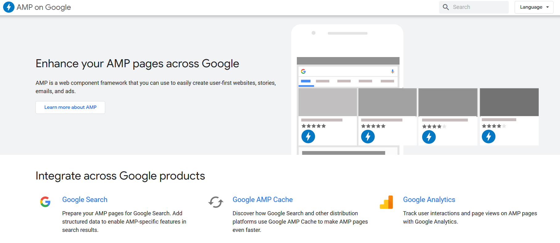 AMP on Google page screenshot