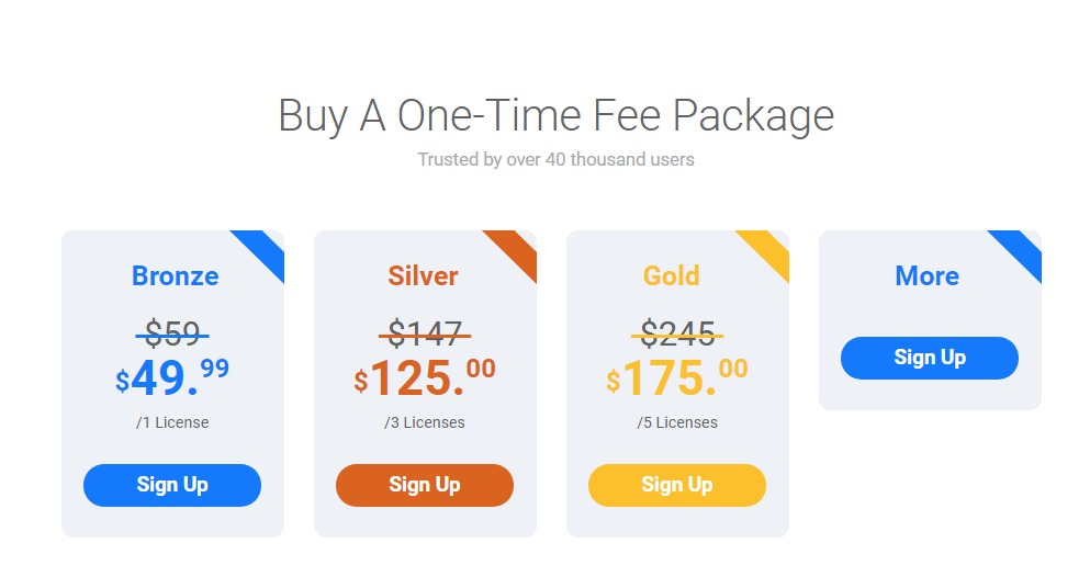 WP Fastest Cache pricing table from their website