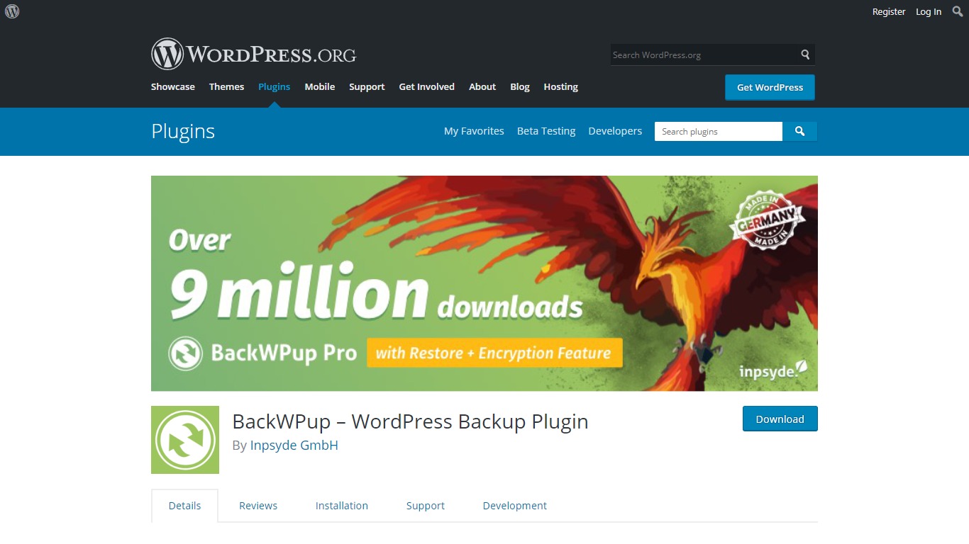 BackWPup download page from WordPress.org