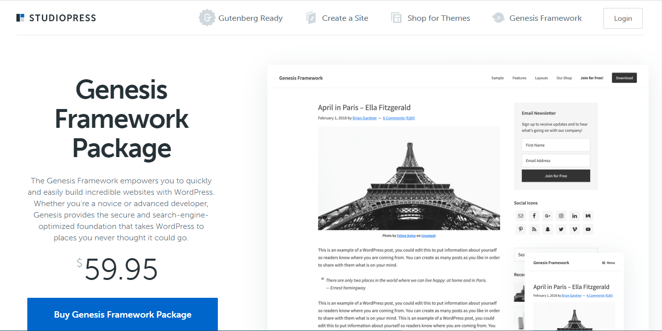 Genesis Framework theme homepage screenshot