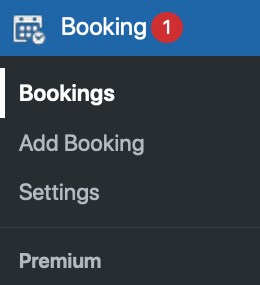 WordPress dashboard bookings