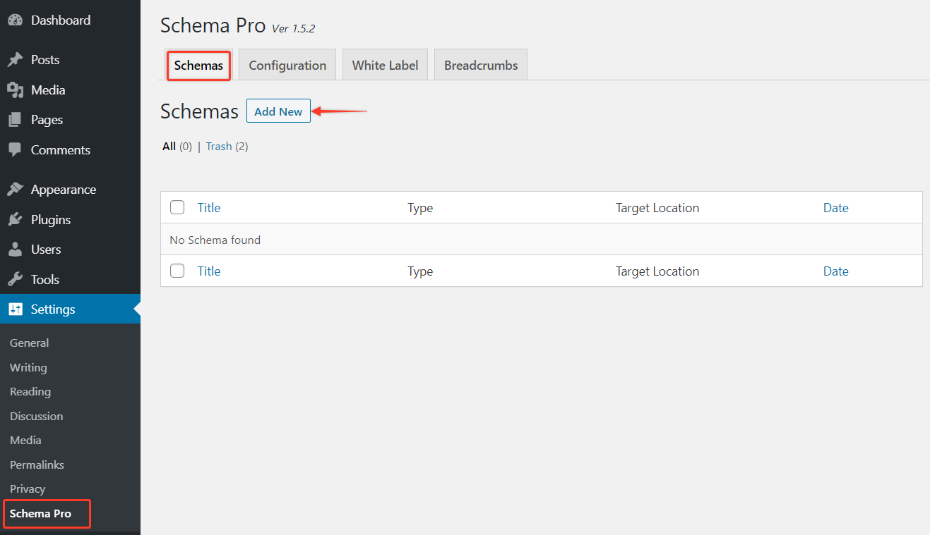 Adding a new schema markup on Schema Pro