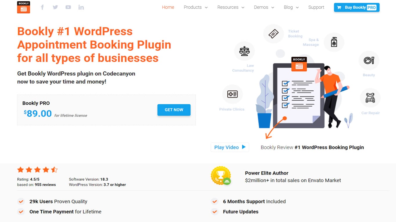 An image about Bookly plugin -- a standalone plugin for adding bookings to your site.