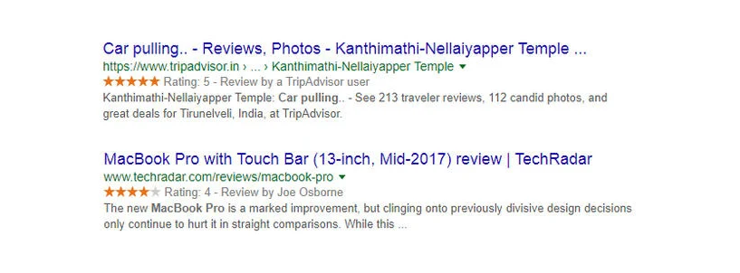 End output of review rich snippets