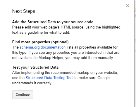 Next steps from Google's structured data tool