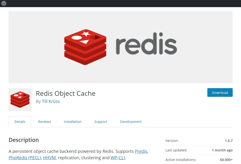 Redis WordPress Page