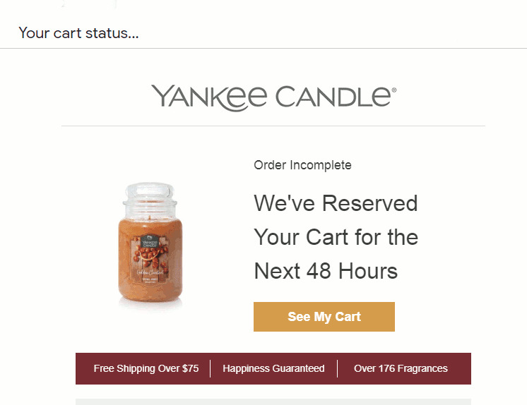 Scarsità posta da Yankee candle