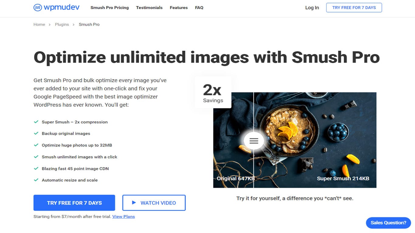 Smush image optimization plugin