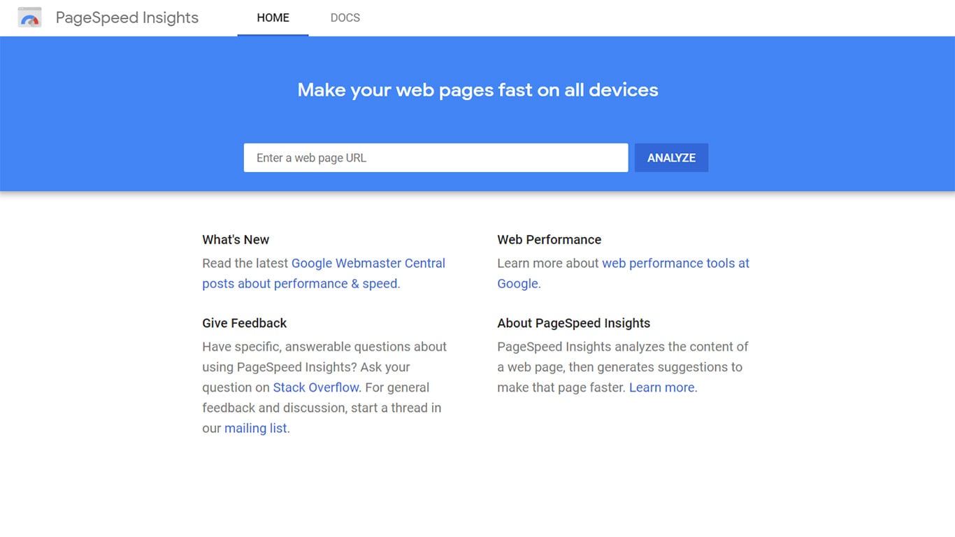 Web performance using Pagespeed