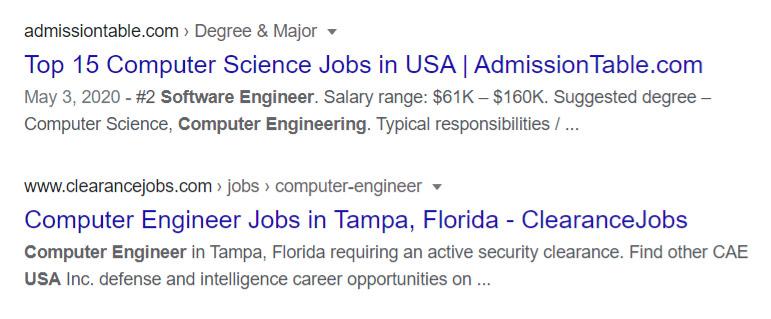 Job postings on google