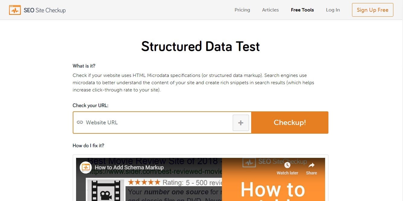 Site Checkup 的微数据模式测试