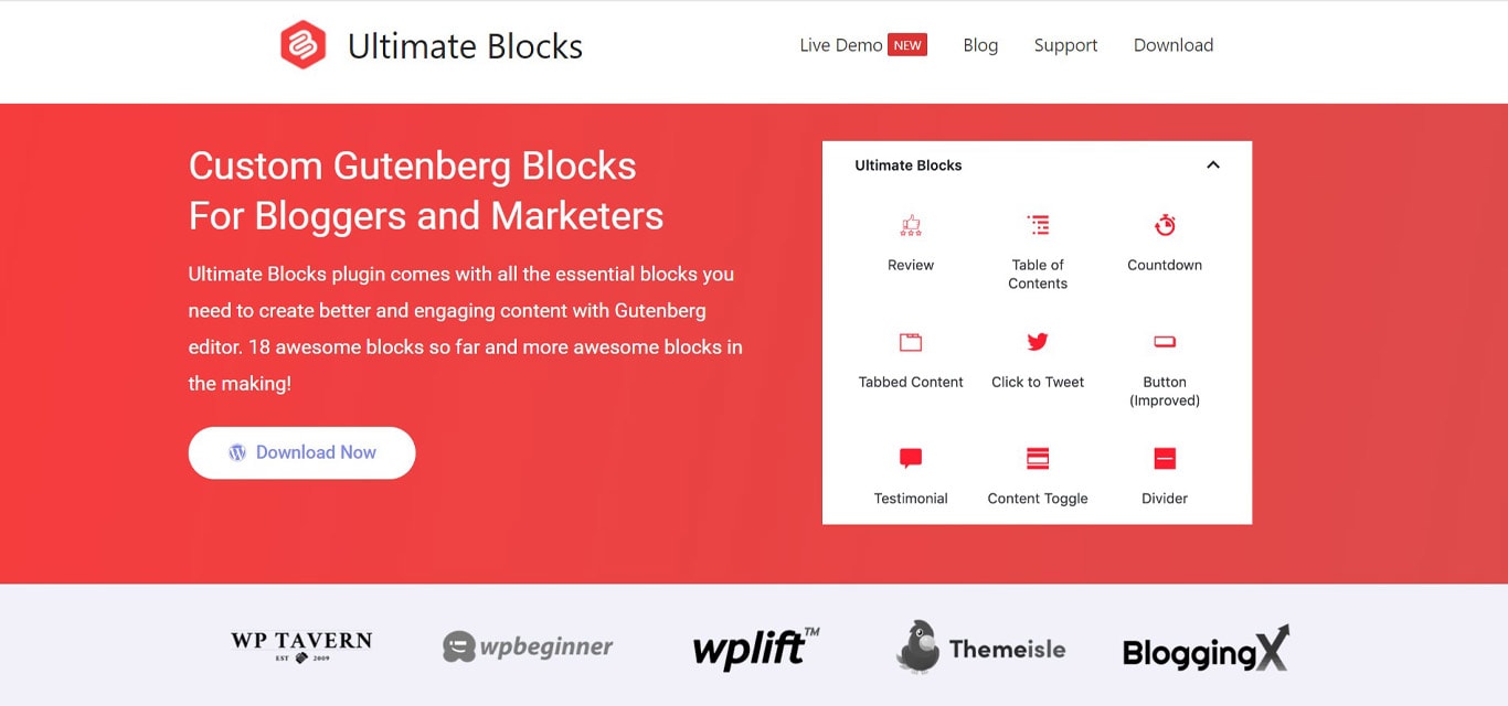 Ultimate Blocks plugin site