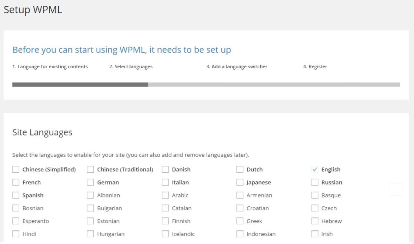 WPML language setup