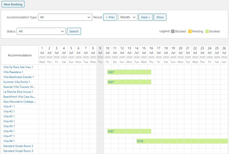 Image of booking calendar