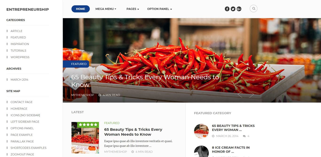Entrepreneurship theme demo