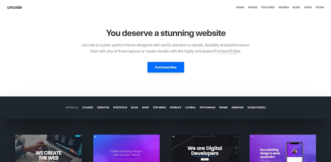 Uncode theme site image