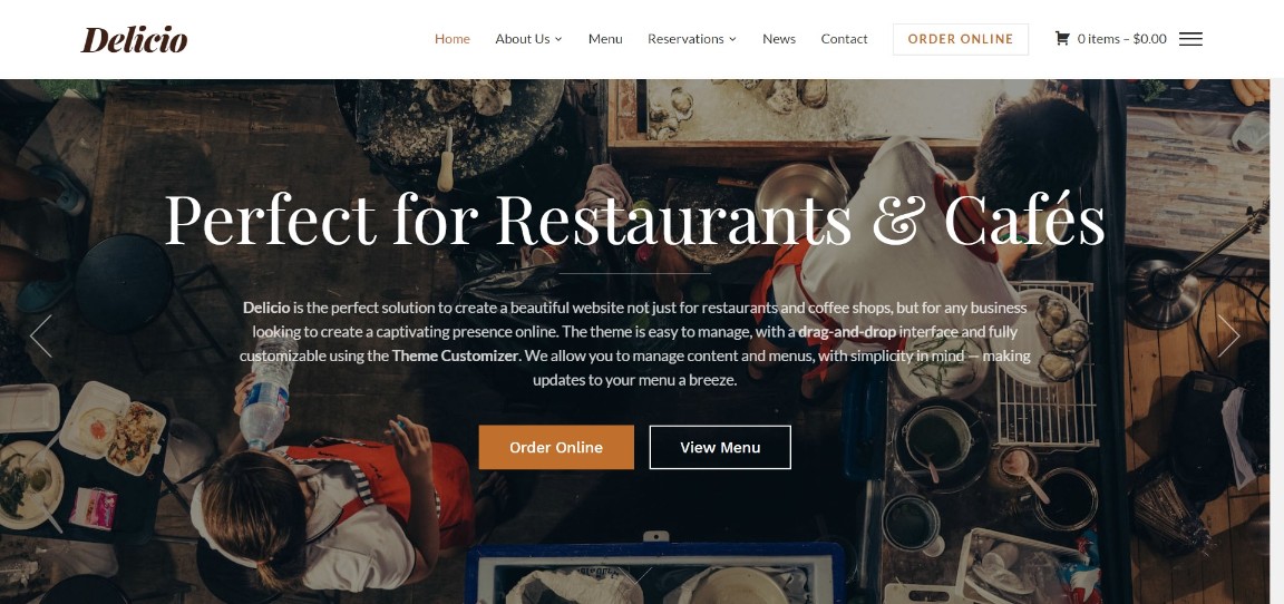 Delicio Restaurant WordPress Theme