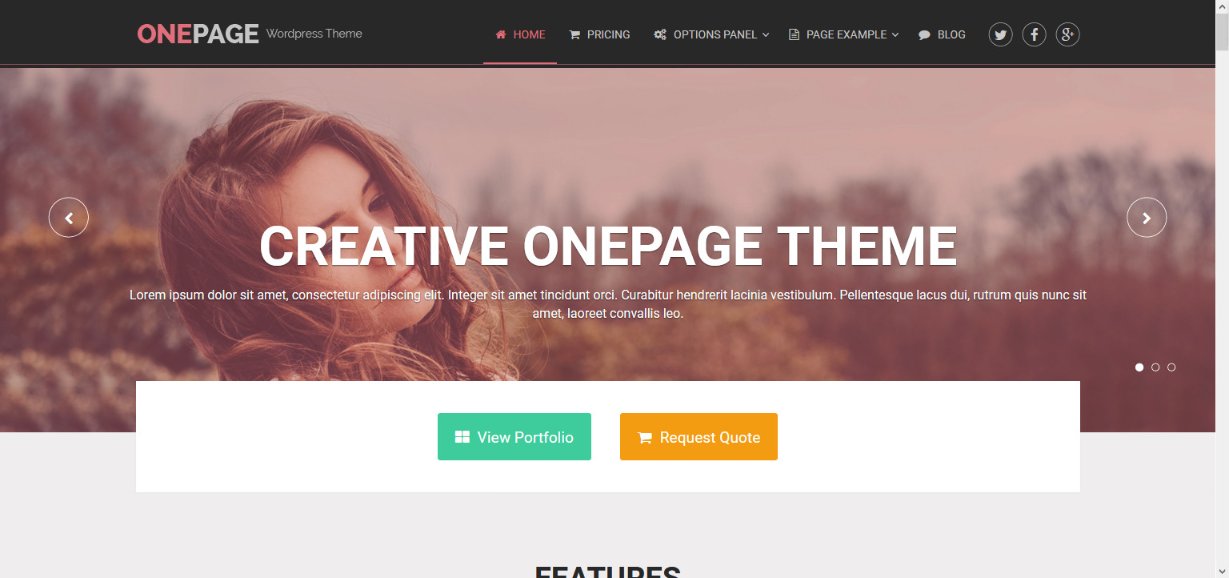 Demostración de OnePage Theme