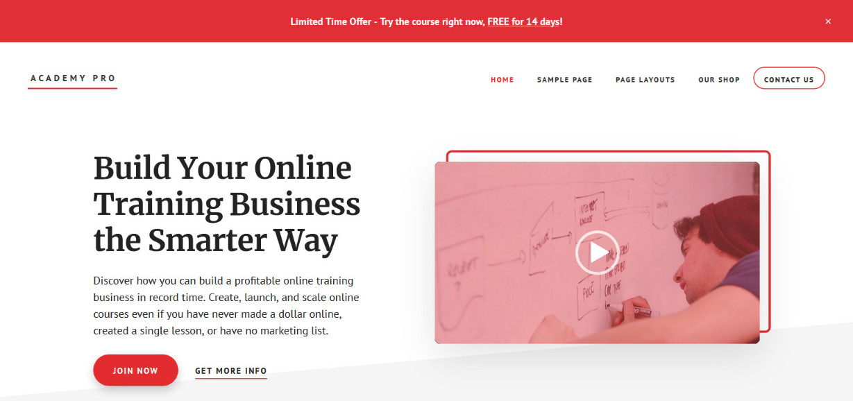 academy pro theme demo site