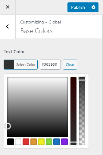 Astra Old Color Picker Options
