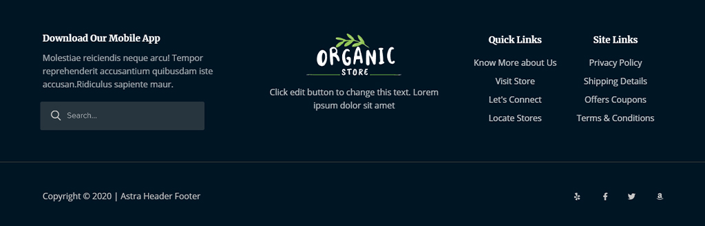 Organic Store Footer Design
