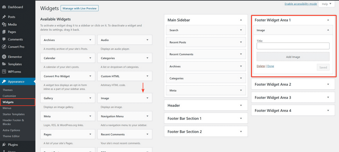 Add image in footer widget