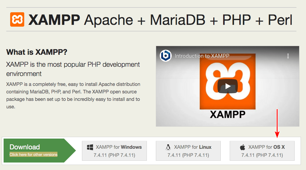 Download xampp for OS X 1