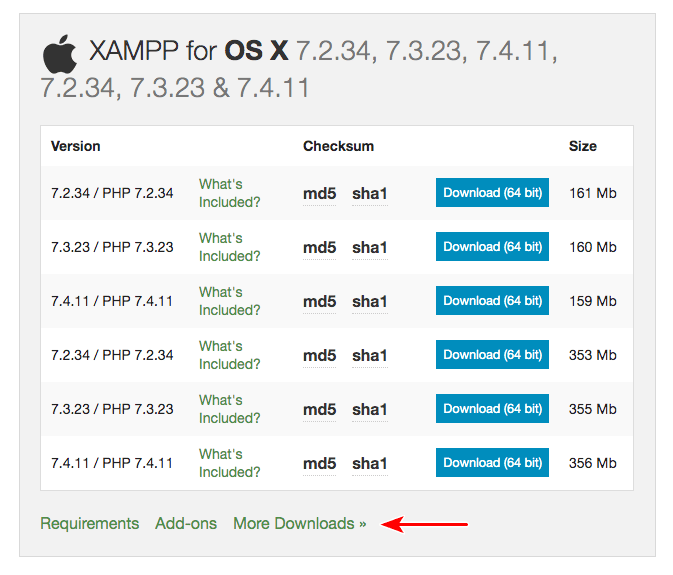 Download xampp for OS X 2