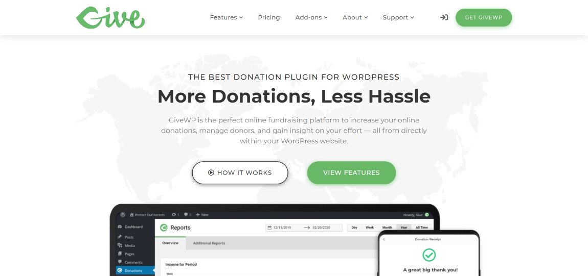 GiveWP WordPress Donation Plugin homepage