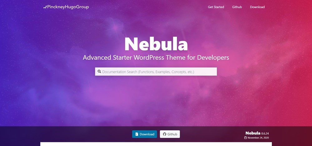 Nebula wordpress theme homepage