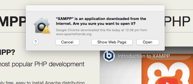 Open xampp installation på Mac